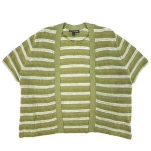 NEW Lane Bryant Short Sleeve Shrug Open Front Cardigan Olive Stripe Womens 22 24